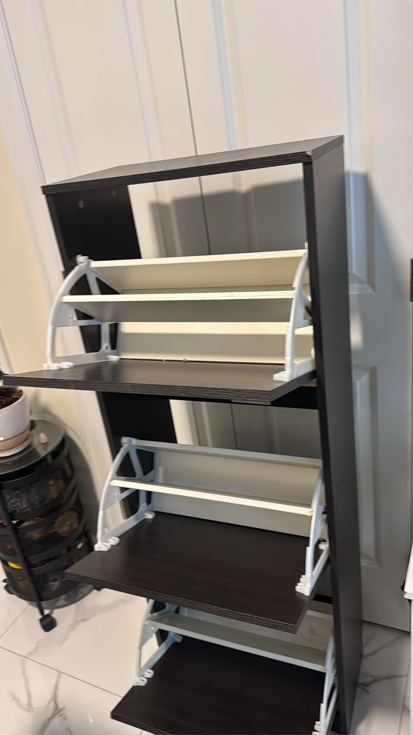 Dark Wood Shoe Cabinet with 3 Flip Drawers - photo 2