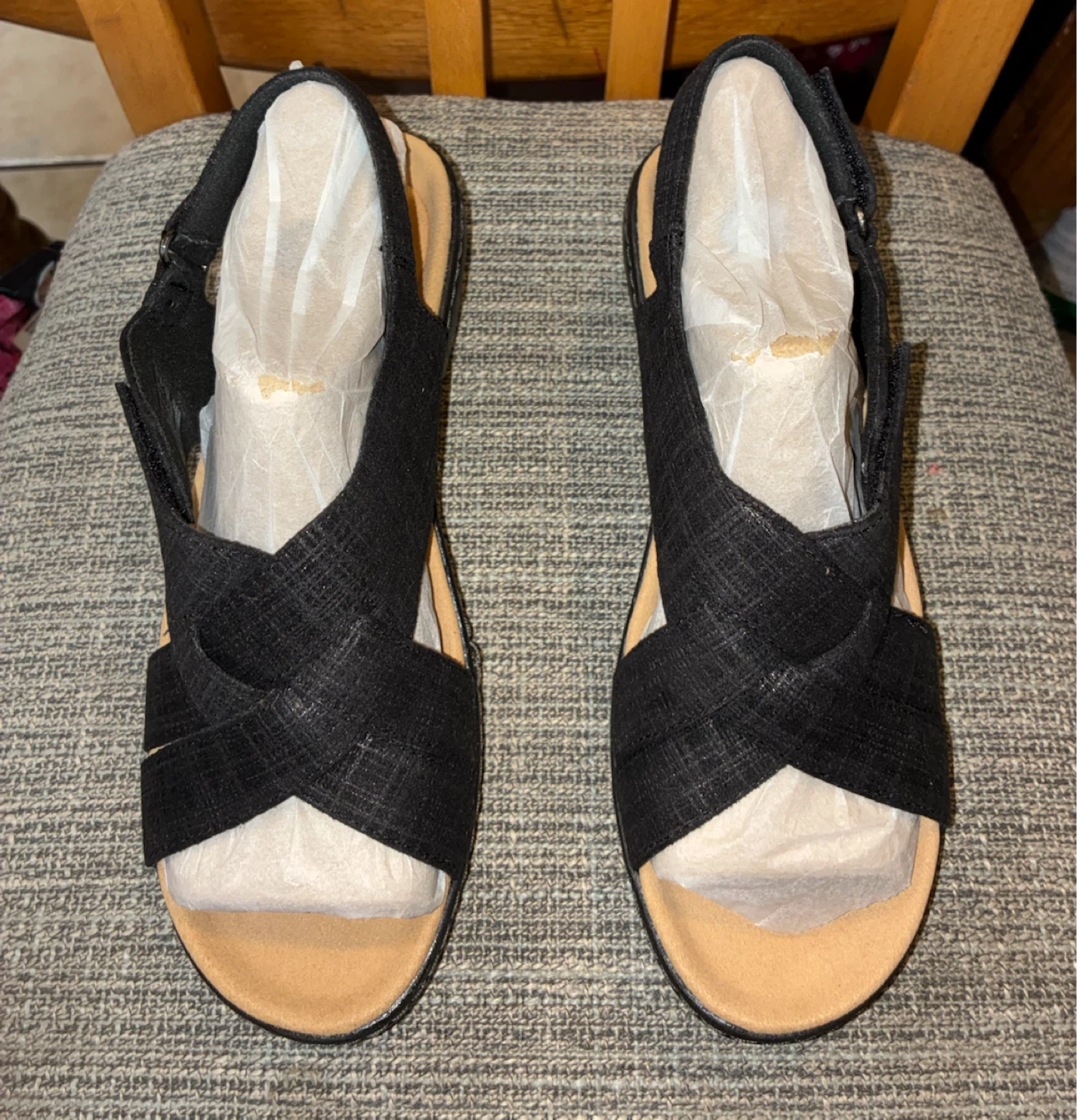 New Clarks Black Merliah Echo Wedge Sandals