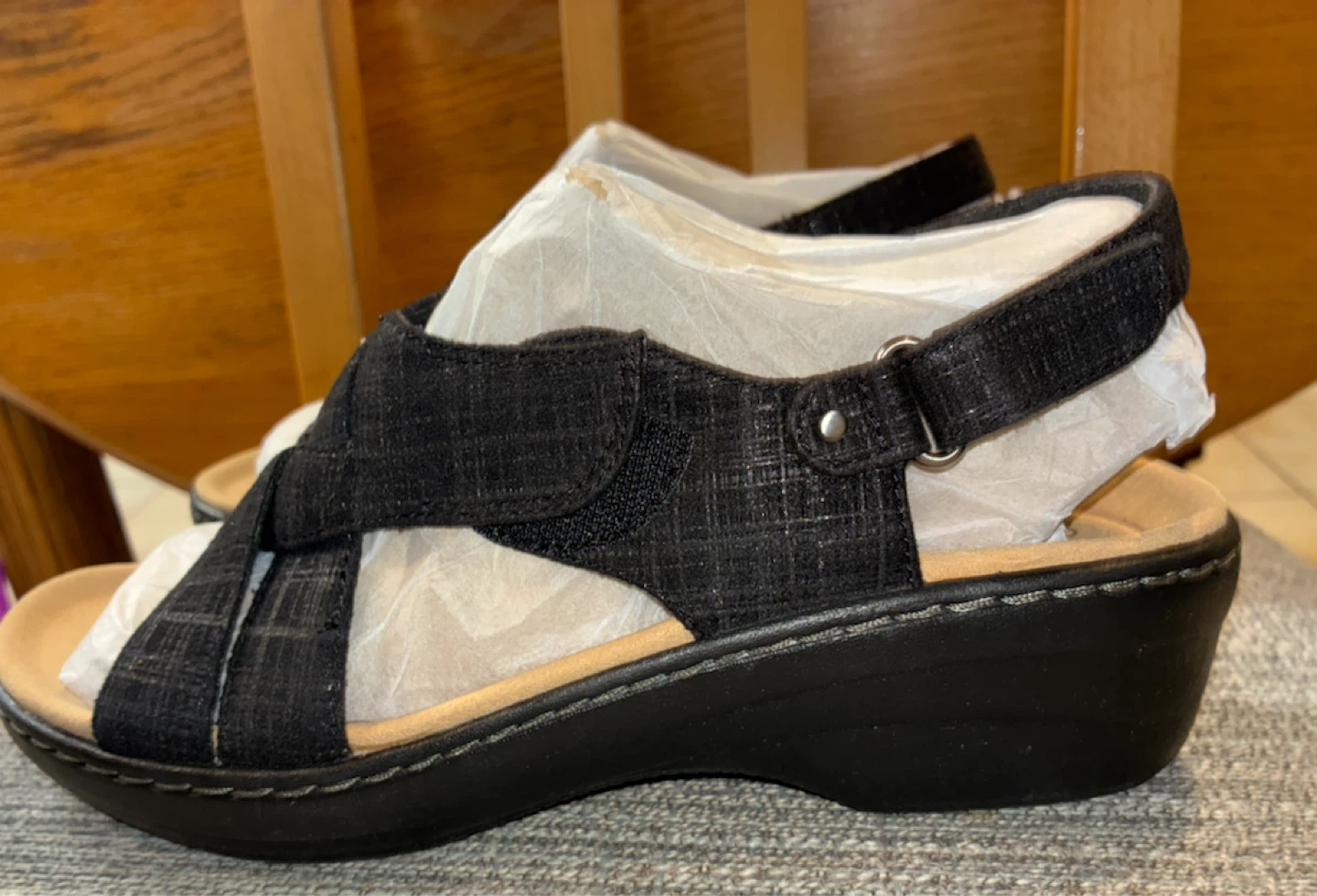 New Clarks Black Merliah Echo Wedge Sandals - photo 2