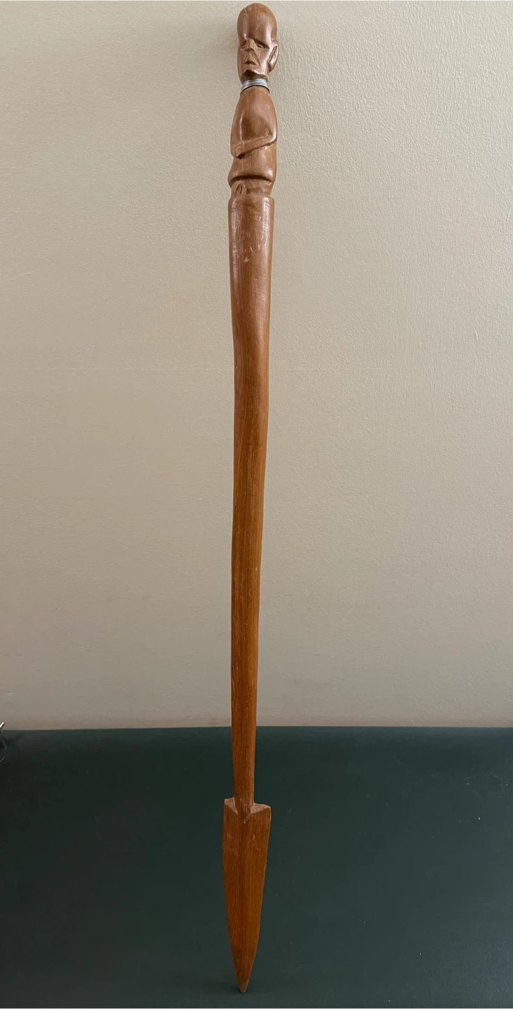 Hand-carved decorative wooden spear