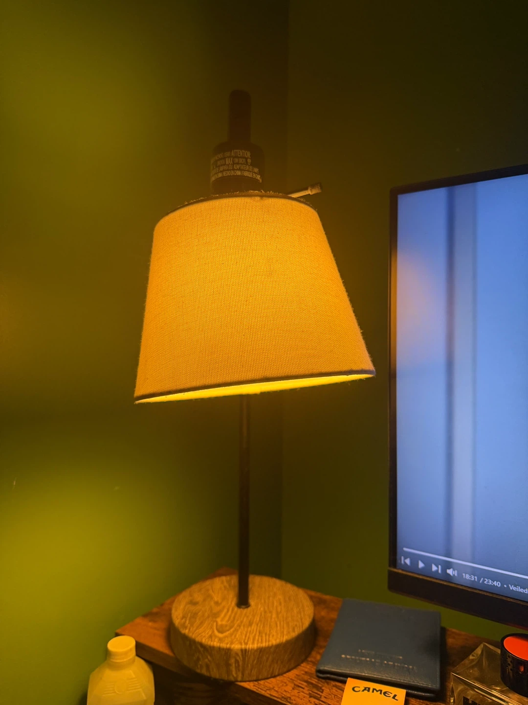 Table Lamp with Wood Grain Base