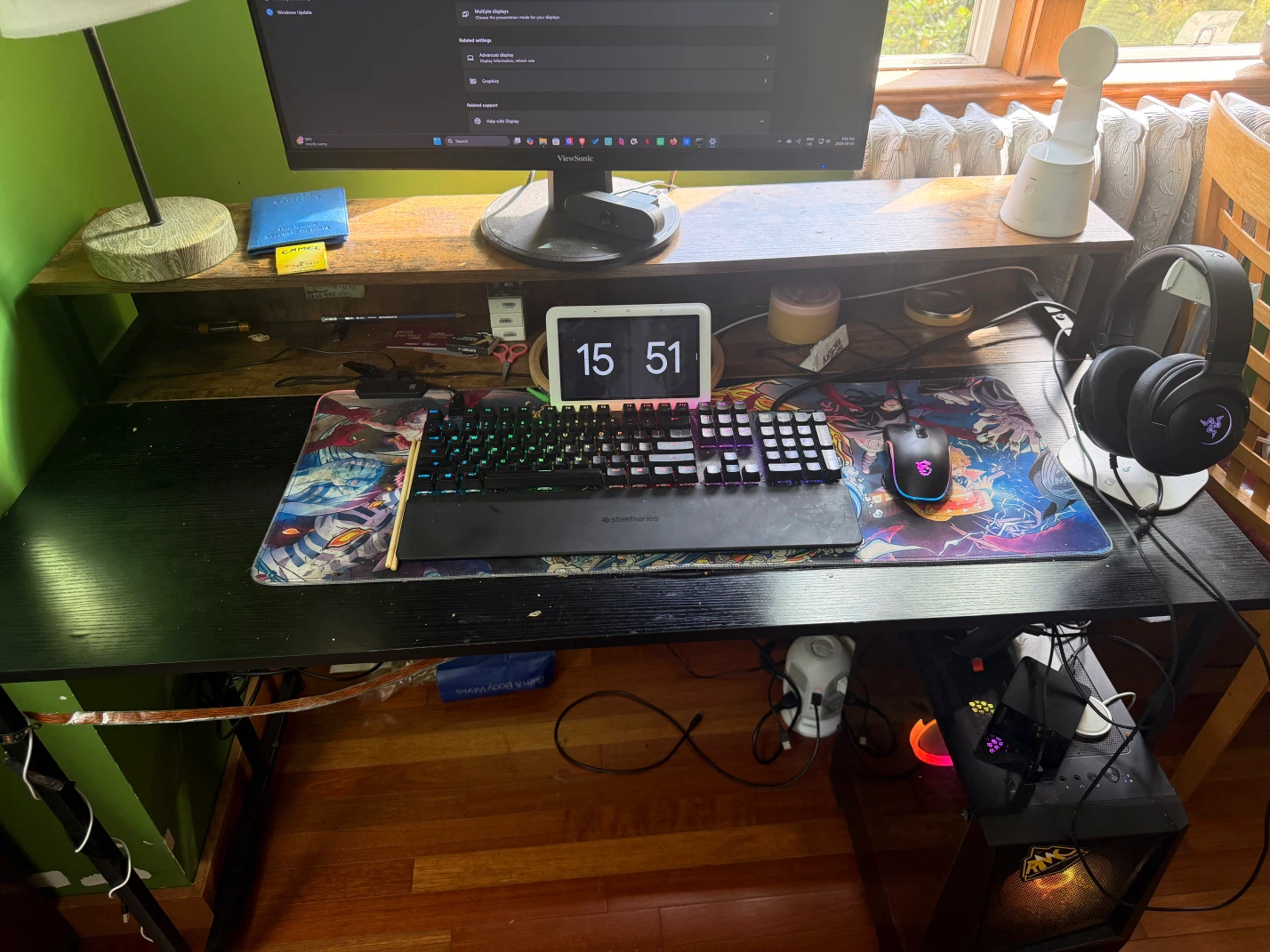 Black Gaming Desk with Storage Shelf