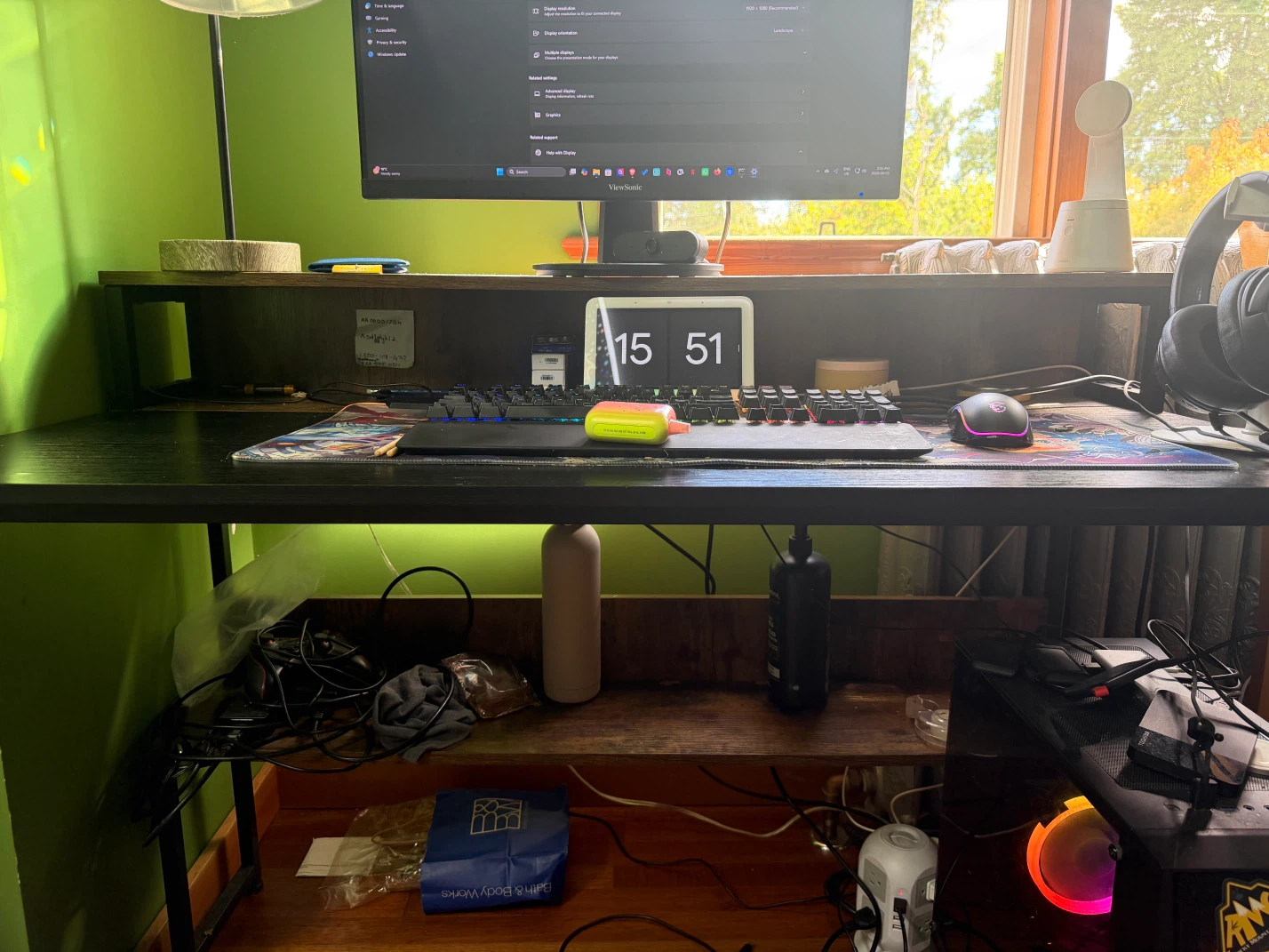 Black Gaming Desk with Storage Shelf - photo 2