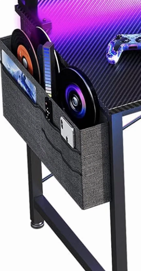 Black Gaming Desk with Storage Shelf - photo 3