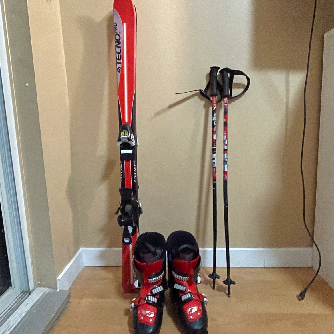 Tecno Pro Skis, Boots, and Poles Set