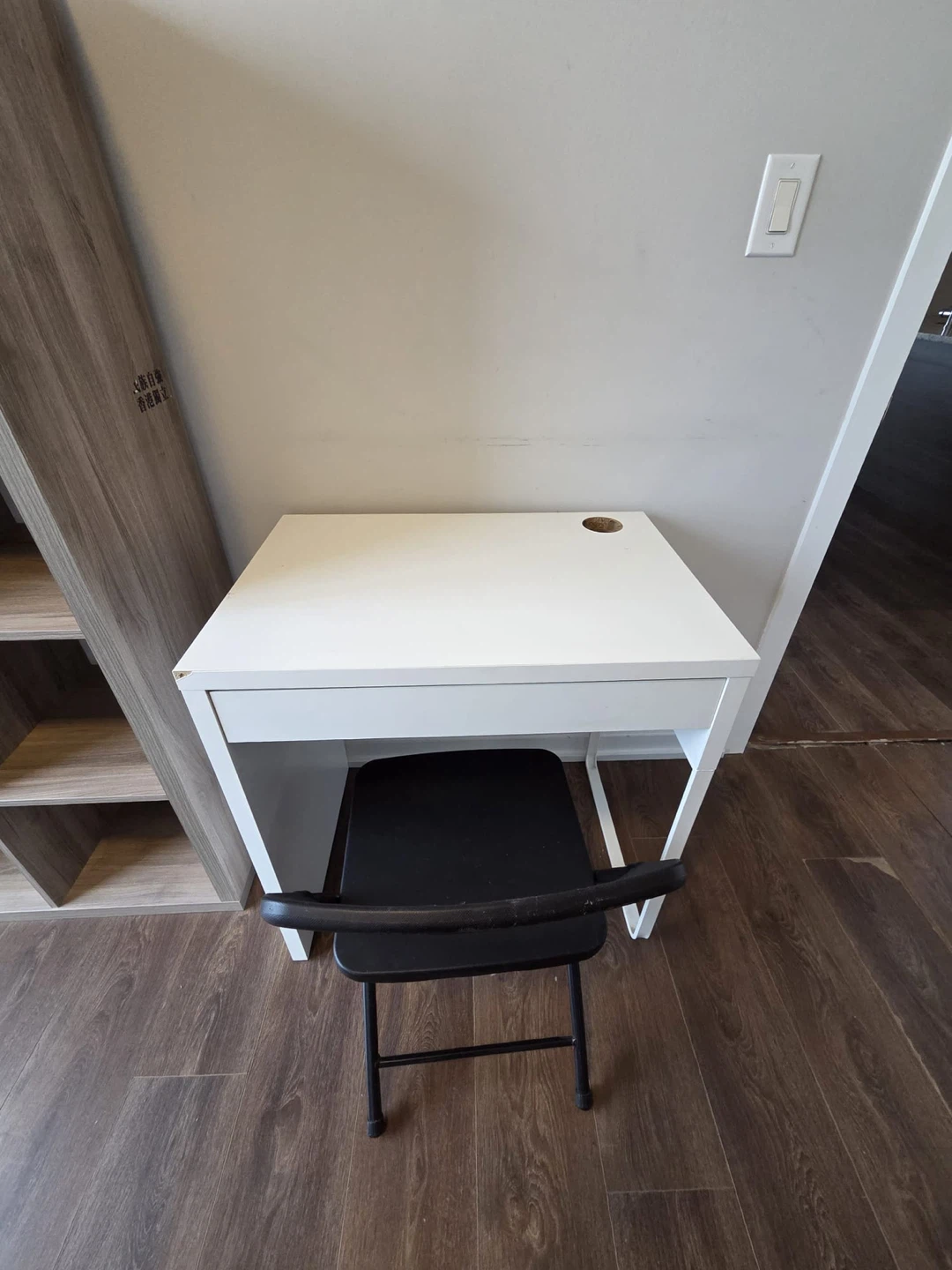 White Compact Desk with Chair