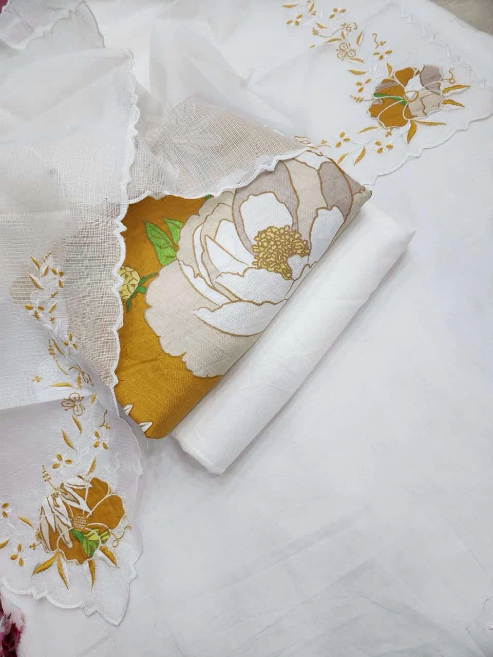 Embroidered Cotton Dress Material with Dupatta - photo 5
