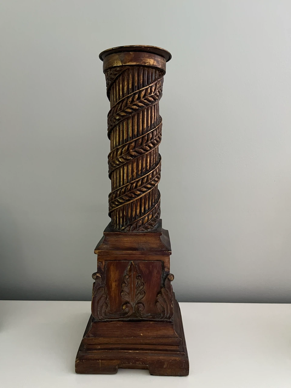 Ornate Decorative Pillar Candle Holder – 15.4” Tall - photo 3