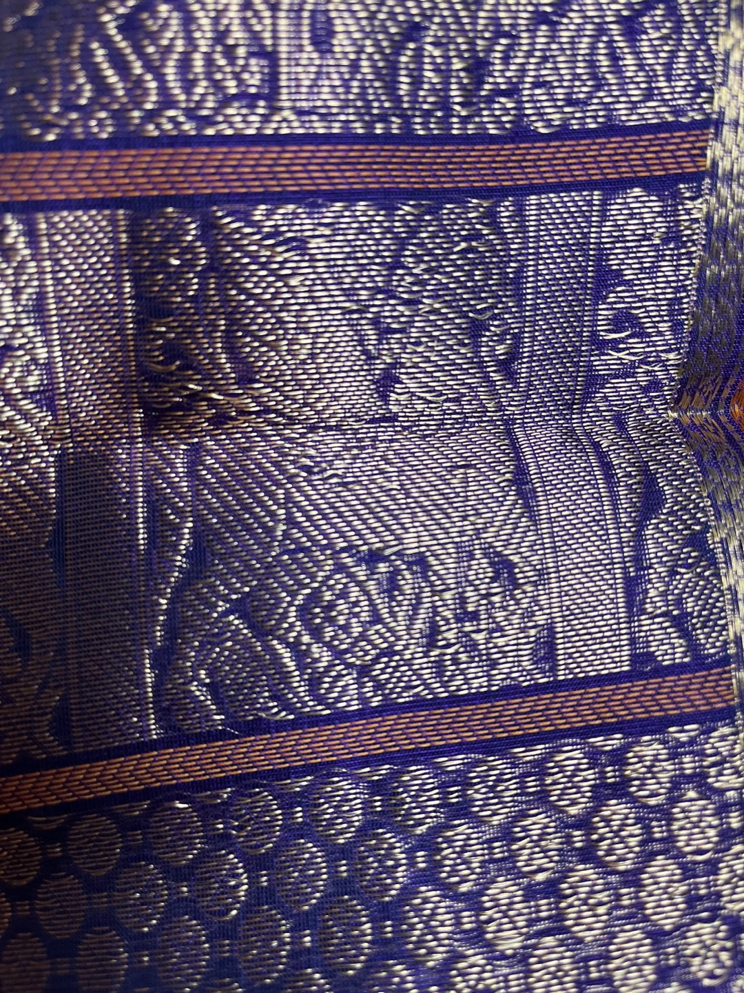 Blue Silk cotton Saree with Gold Border - photo 4