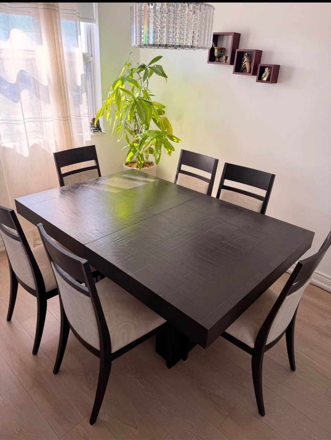 Dark Wood Dining Table with 6 Chairs