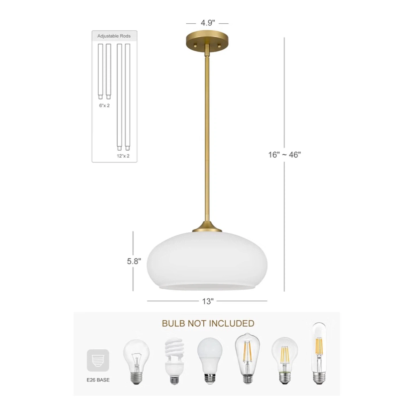 Minimalist Gold and Opal Glass Pendant Light - photo 2