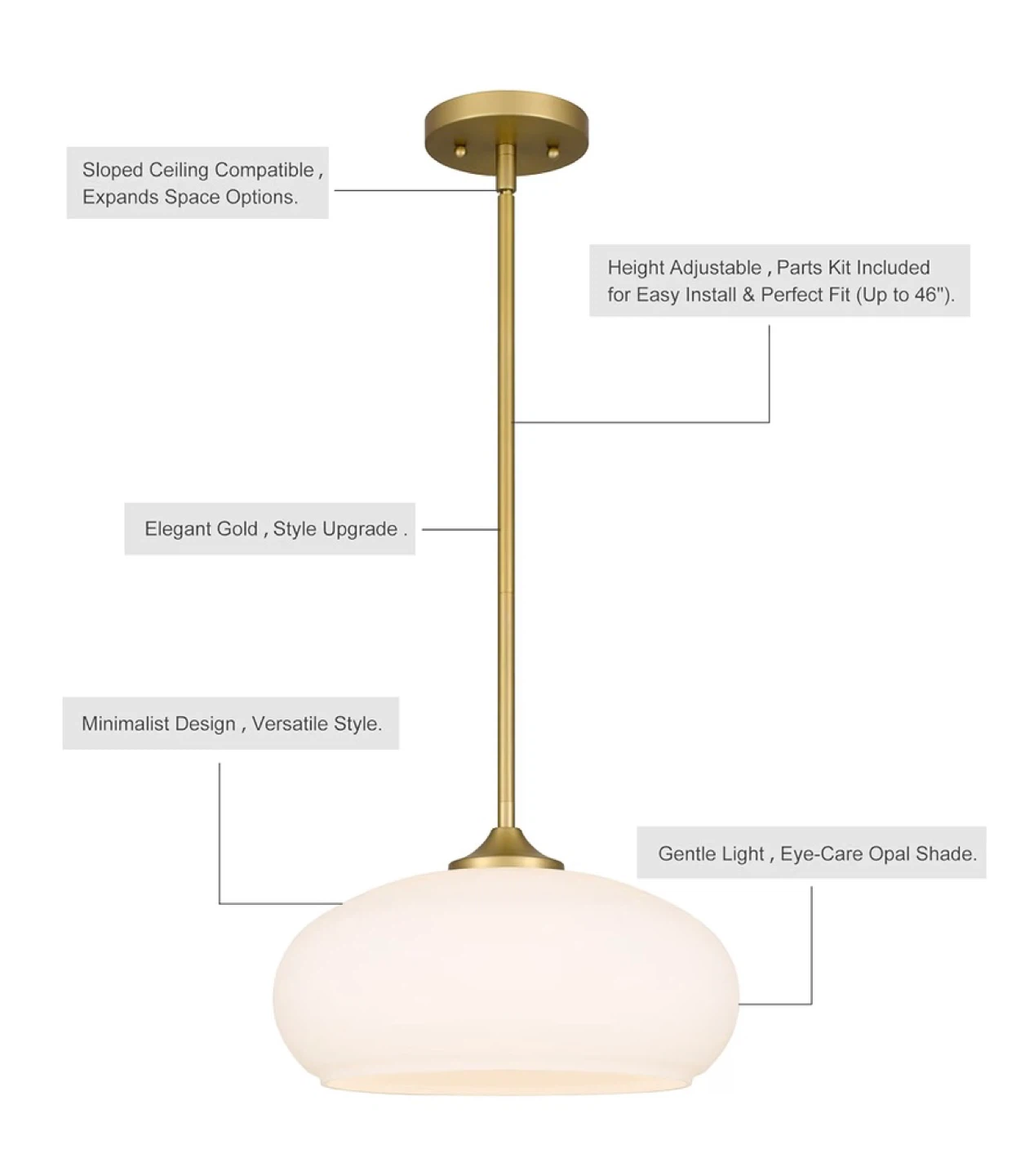 Minimalist Gold and Opal Glass Pendant Light - photo 5