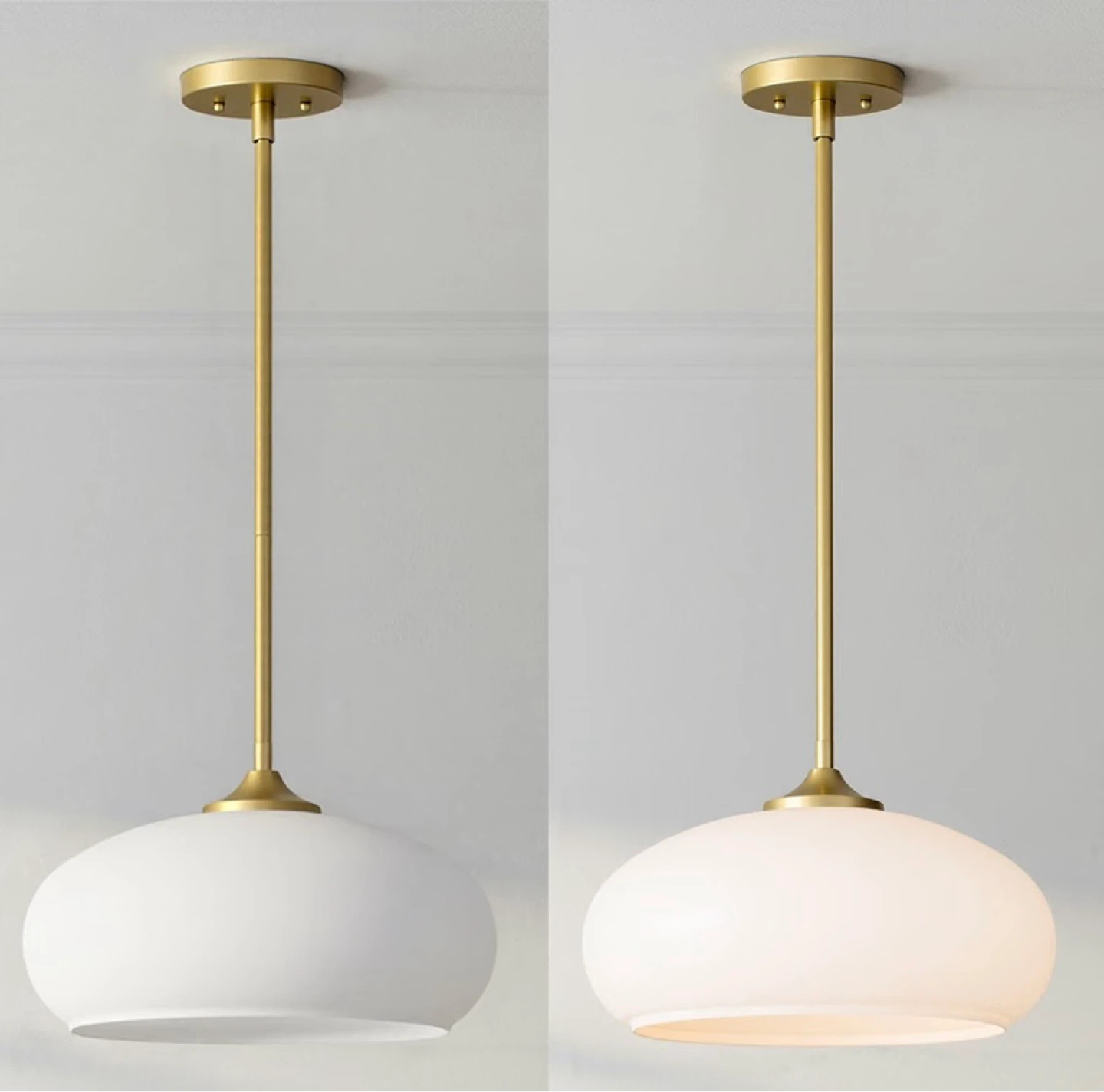 Minimalist Gold and Opal Glass Pendant Light - photo 4