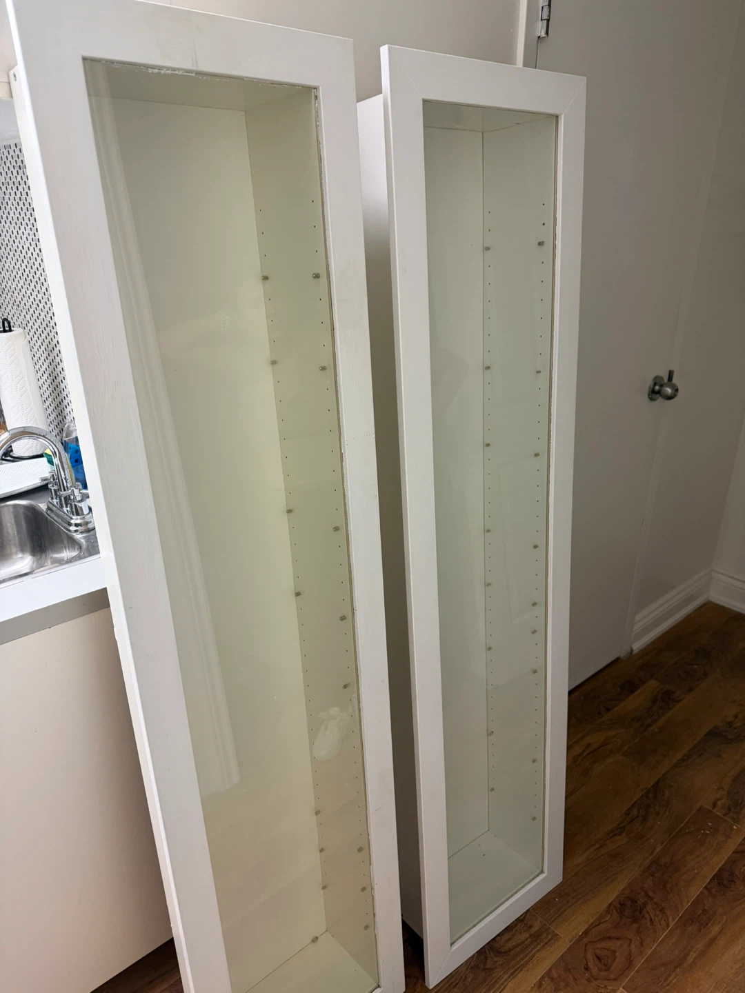 White Glass Door Display Cabinets - Set of 2