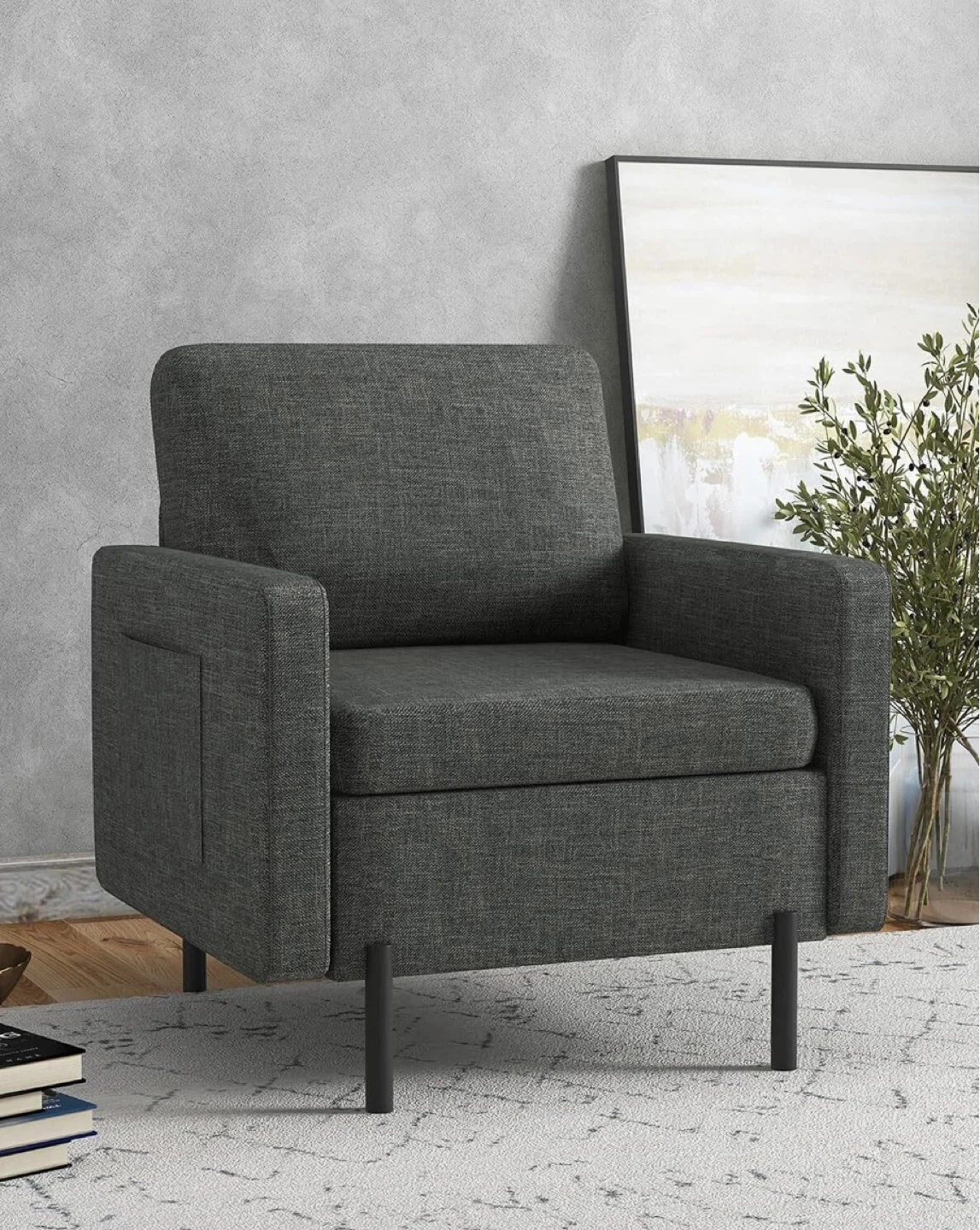 Dark Grey Fabric Armchair