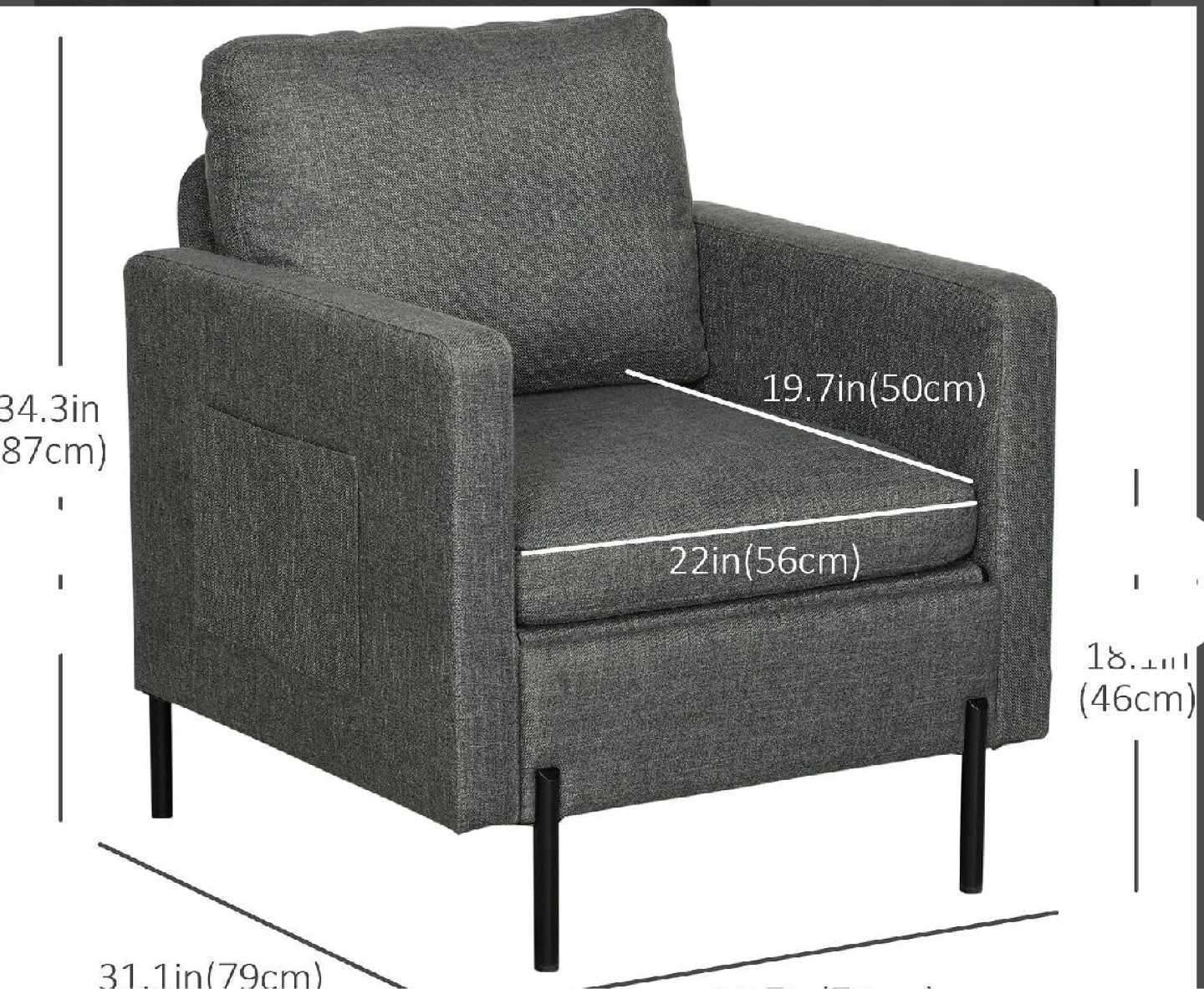 Dark Grey Fabric Armchair - photo 2