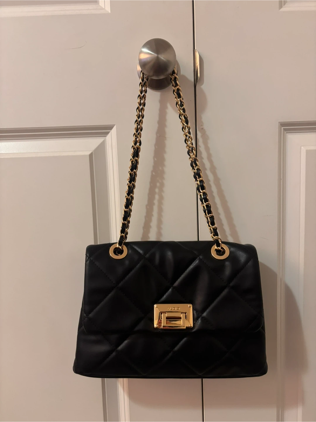 ALDO Quilted Chain Shoulder Bag Black