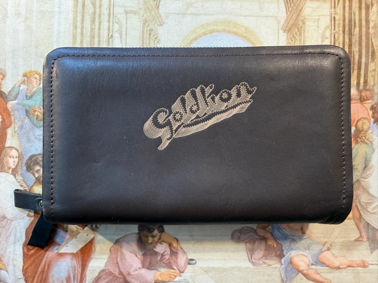 Goldlion Brown Genuine Leather Zip Around Wallet