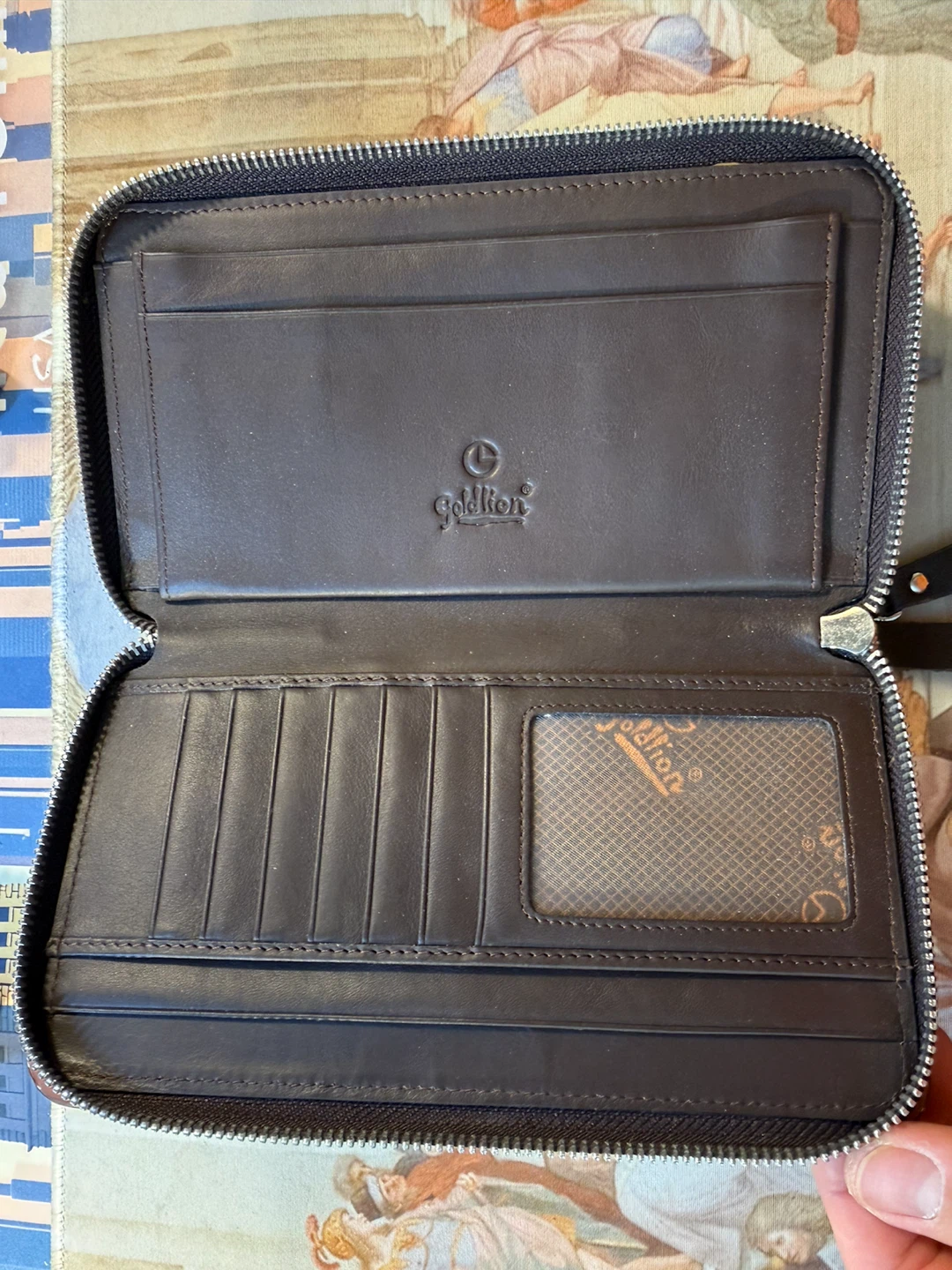 Goldlion Brown Genuine Leather Zip Around Wallet - photo 4