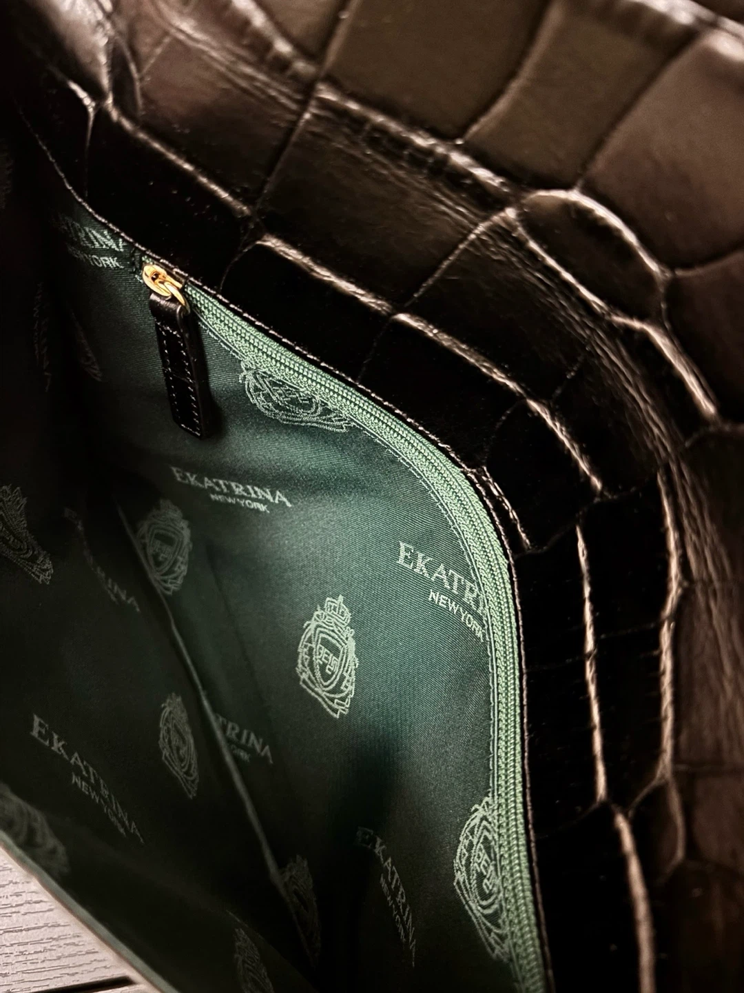 Black croc patterned clutch - photo 3