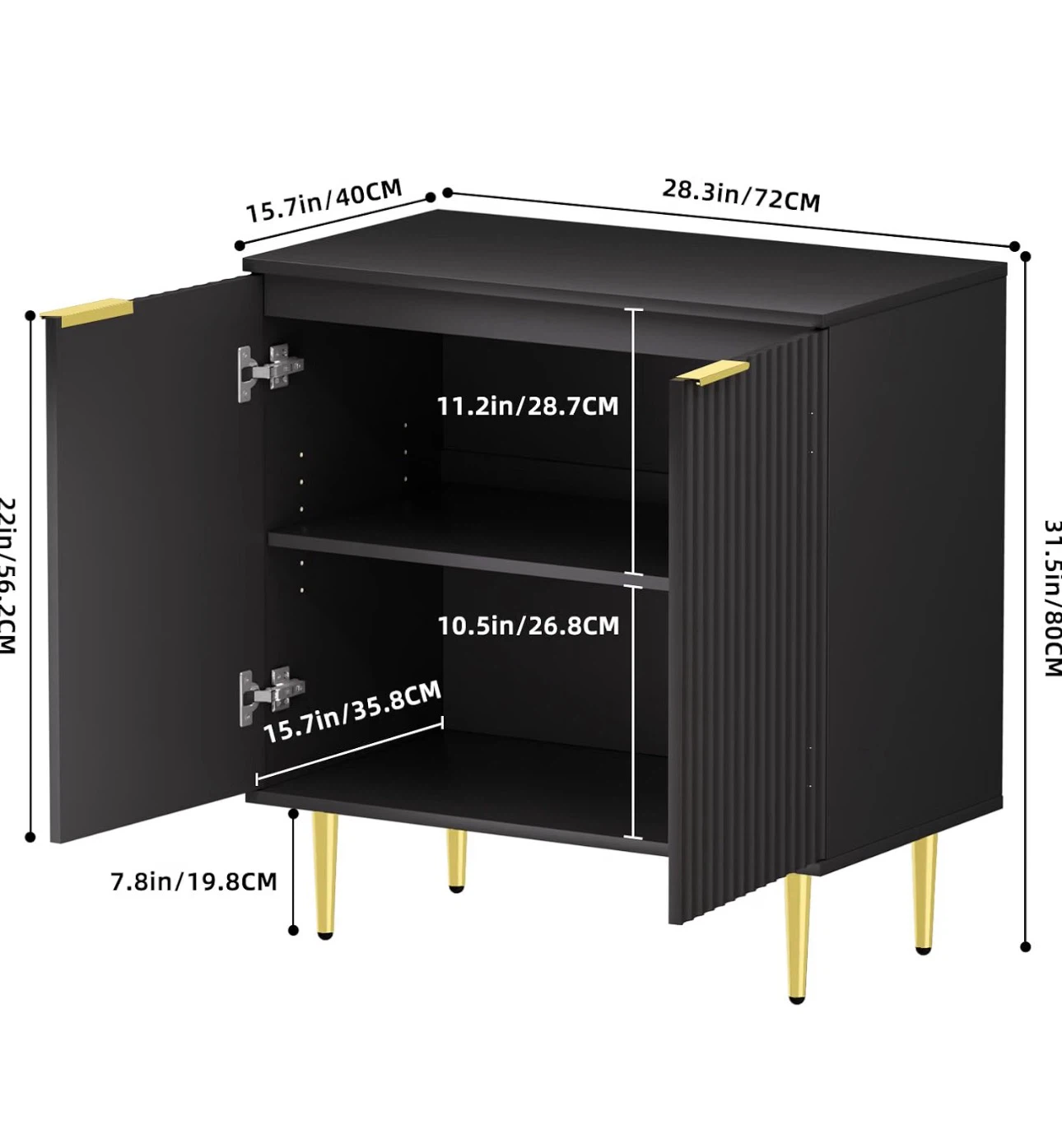 Black Storage Cabinet with Fluted Doors (Brand New in Box) - photo 4