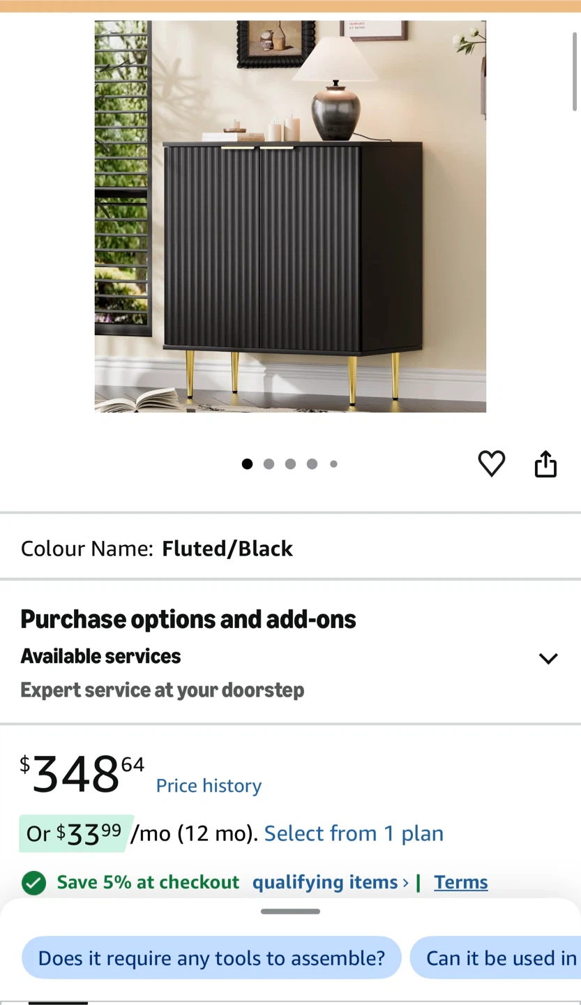 Black Storage Cabinet with Fluted Doors (Brand New in Box) - photo 5