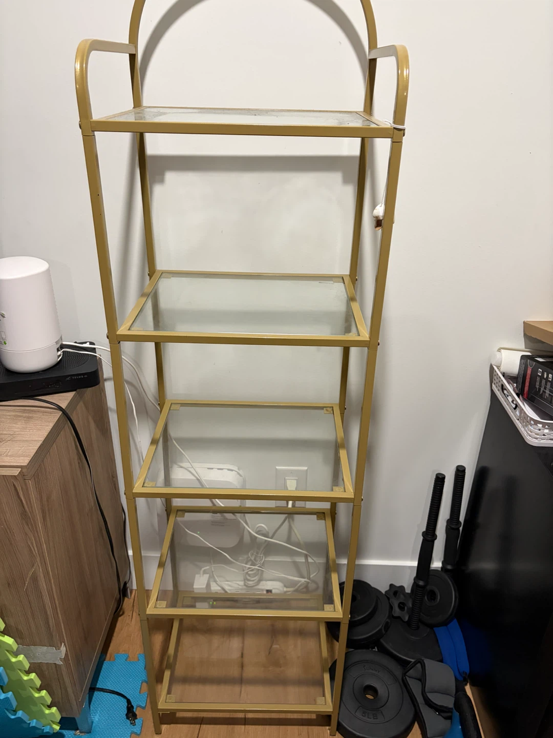 Gold 5 Tier Shelf Unit with Glass Shelves - photo 2