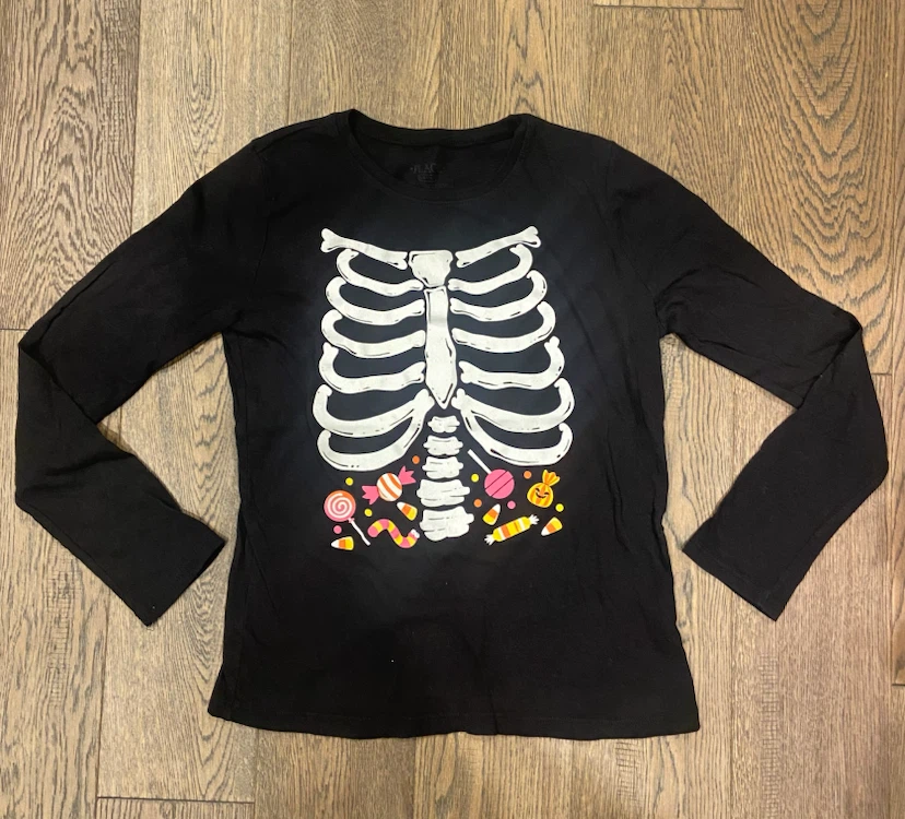 Children's Place Skeleton Candy Halloween Shirt Size L (10/12)