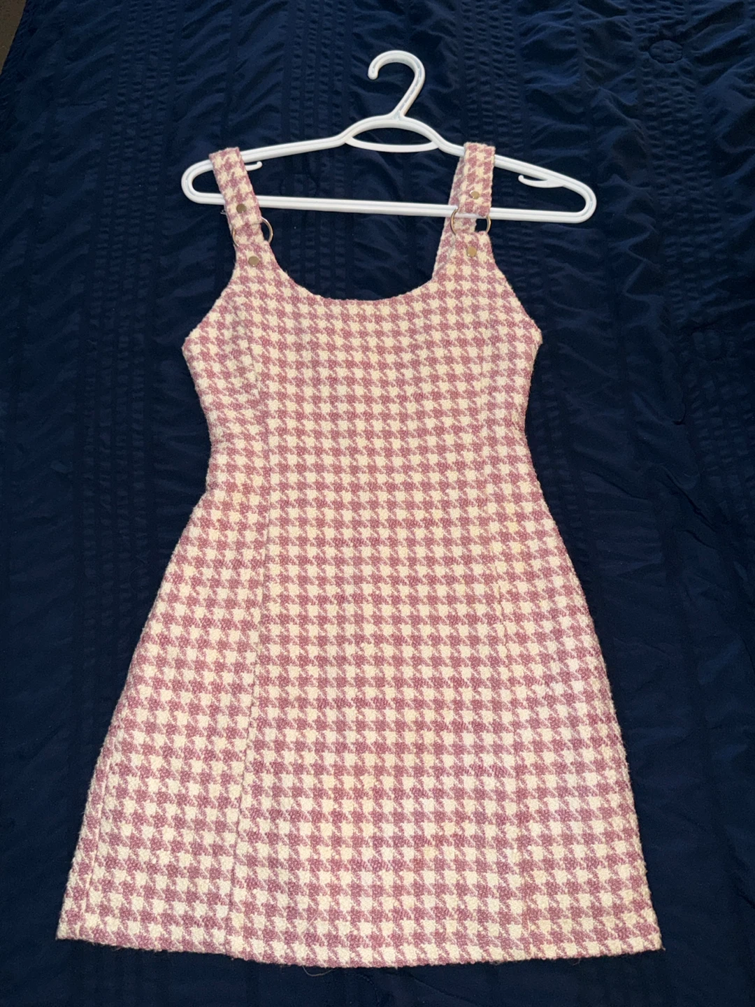 Bershka Pink Houndstooth Tweed Mini Dress