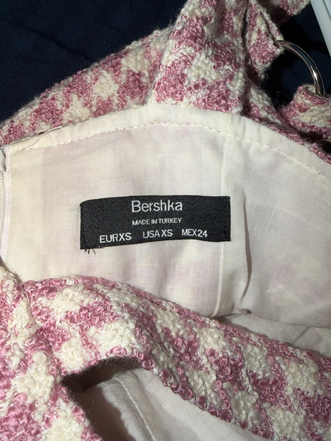Bershka Pink Houndstooth Tweed Mini Dress - photo 3