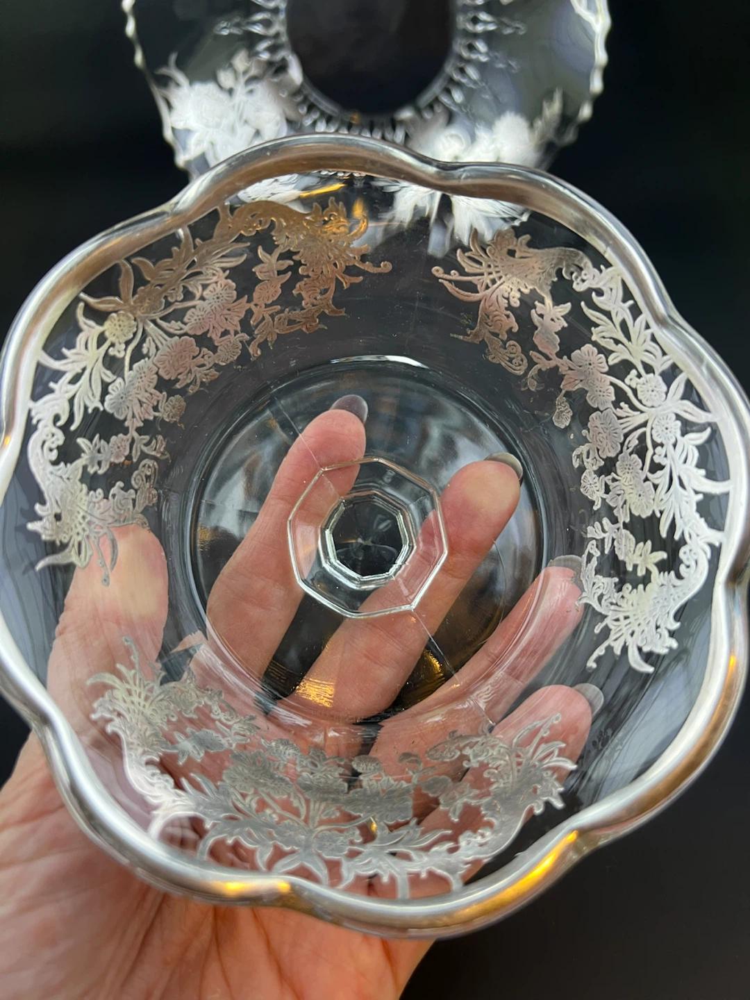 Vintage Silver Overlay Glass Dish/Bowl Set - photo 2