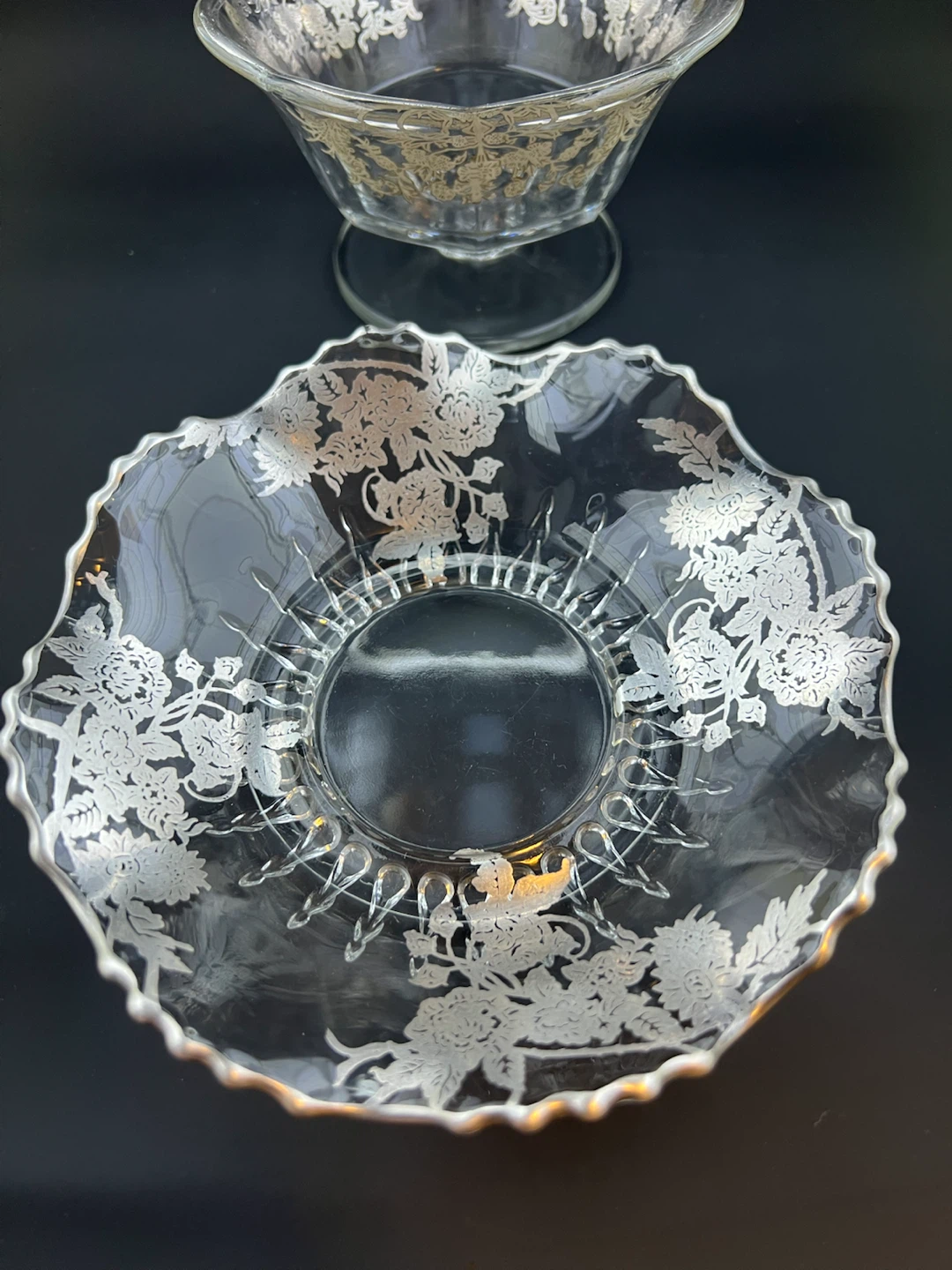 Vintage Silver Overlay Glass Dish/Bowl Set - photo 4