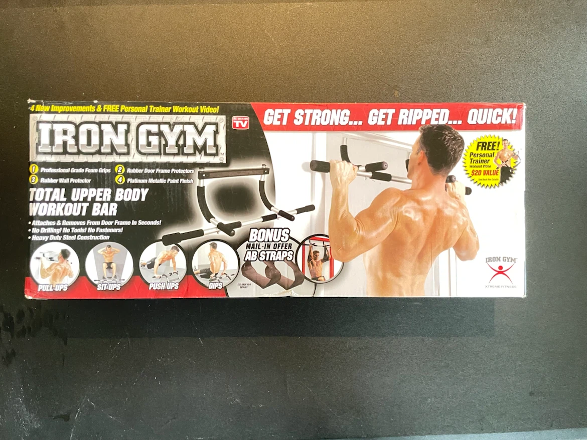 Iron Gym Total Upper Body Workout Bar with Bonus Ab Straps