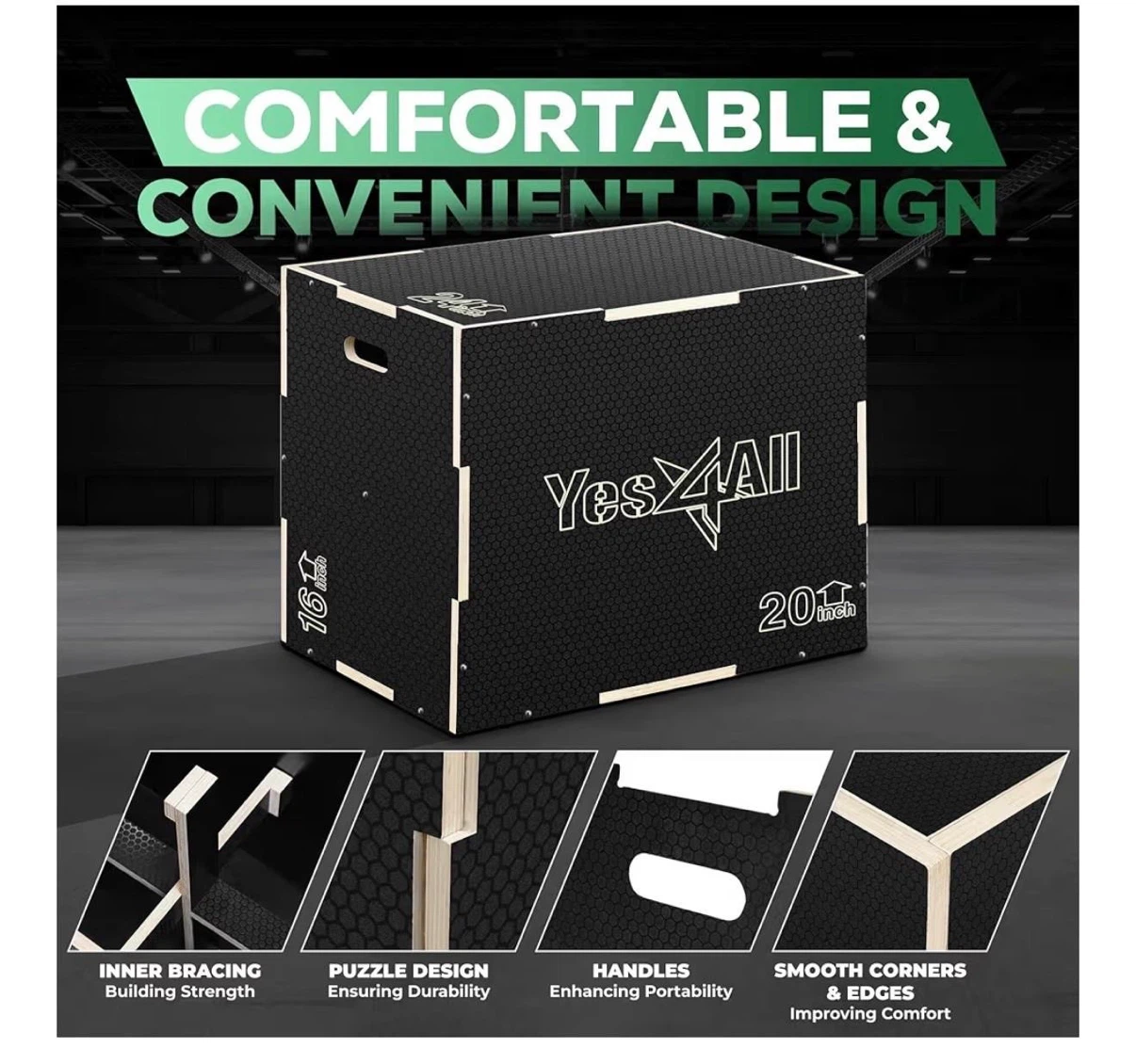 Yes4All 3-in-1 Wooden Plyo Box - photo 2