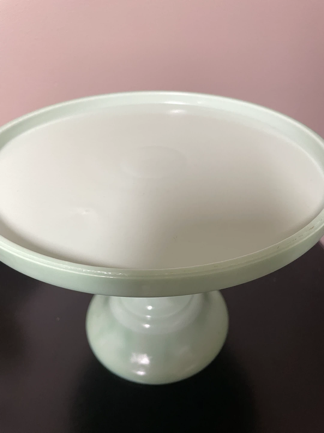 MILK GLASS PEDESTAL CAKE STAND JADEITE GREEN - photo 3