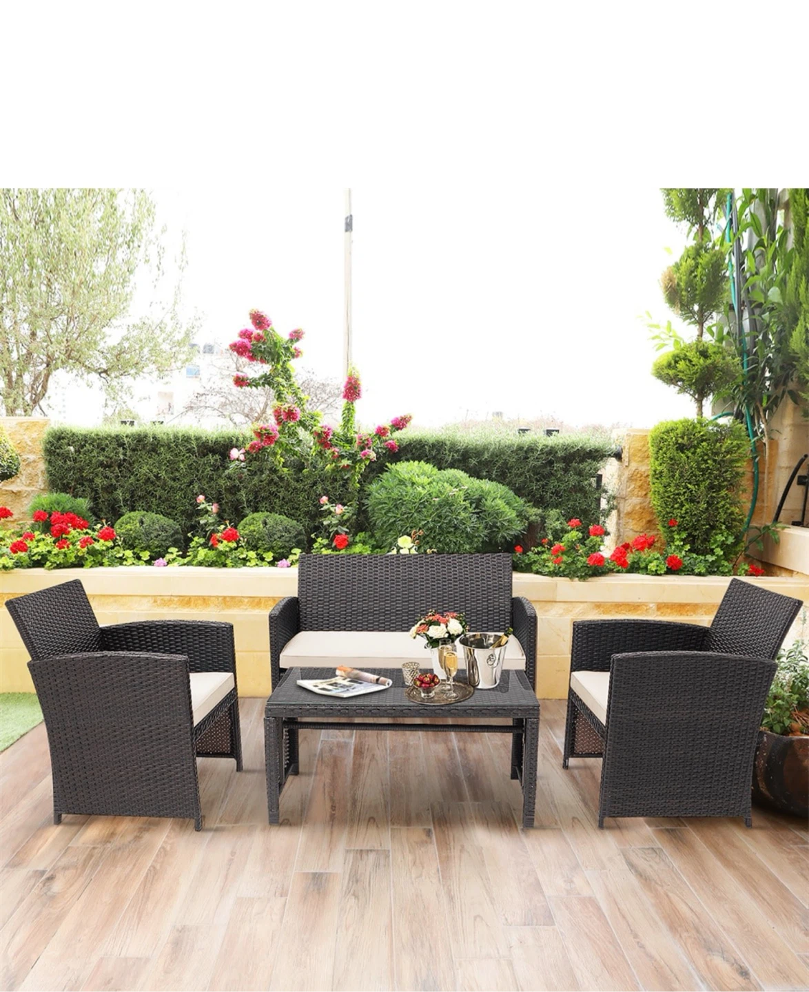 4-Piece Outdoor Wicker Patio Furniture Set