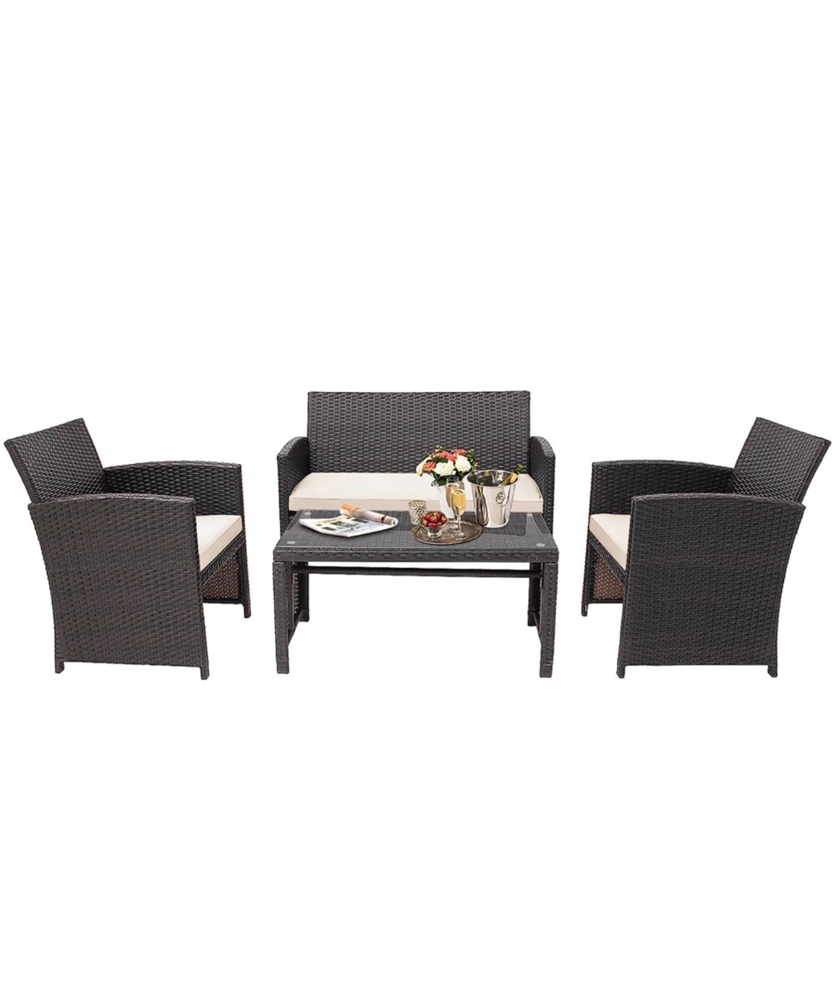 4-Piece Outdoor Wicker Patio Furniture Set - photo 4