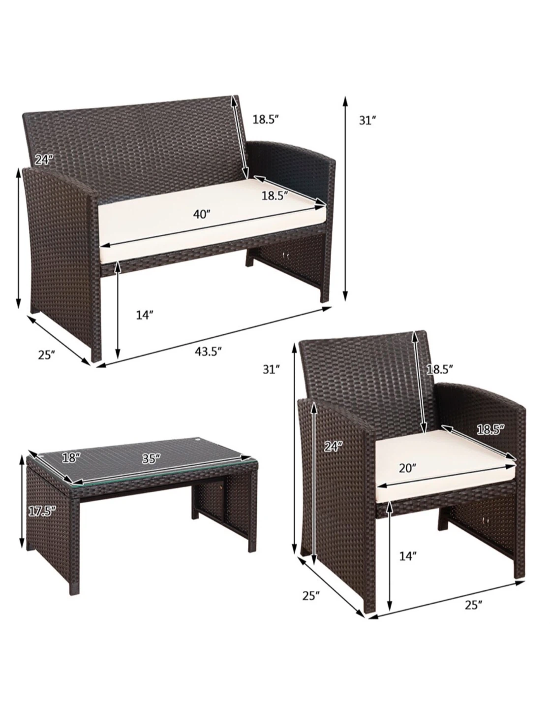 4-Piece Outdoor Wicker Patio Furniture Set - photo 5