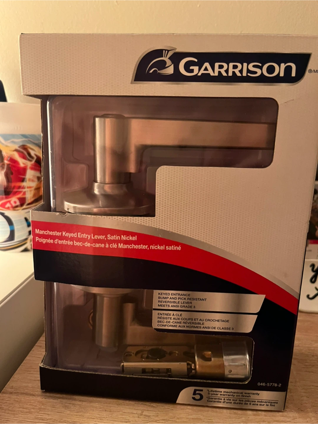 Garrison Manchester Keyed Entry Lever, Satin Nickel