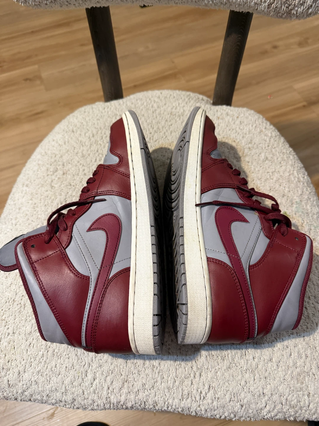 Nike Air Jordan 1 Mid Sneakers Maroon and Gray