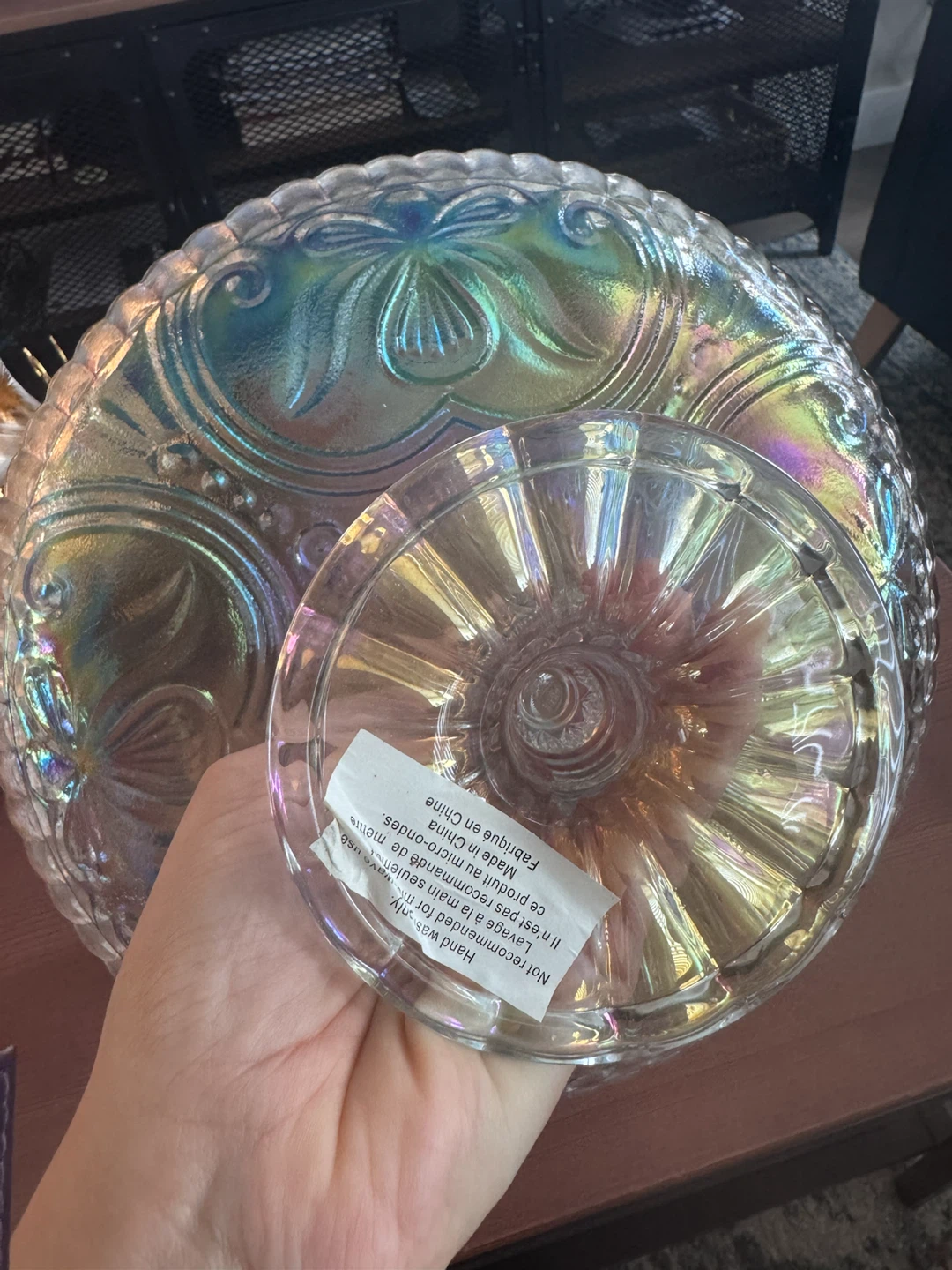 Iridescent Glass Pedestal Cake Stand - photo 4