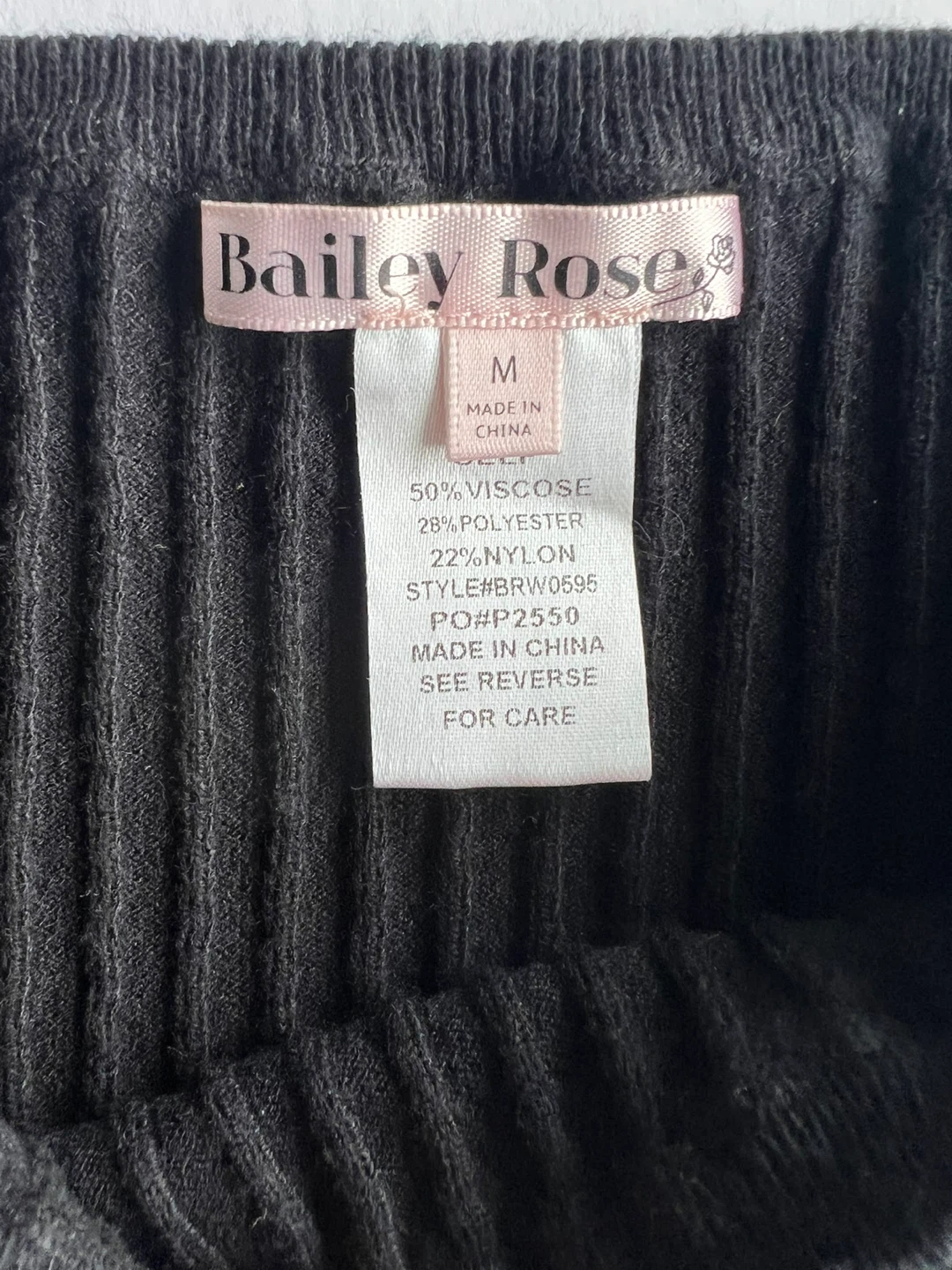Bailey Rose Black Ribbed Tube Top Size M - photo 2