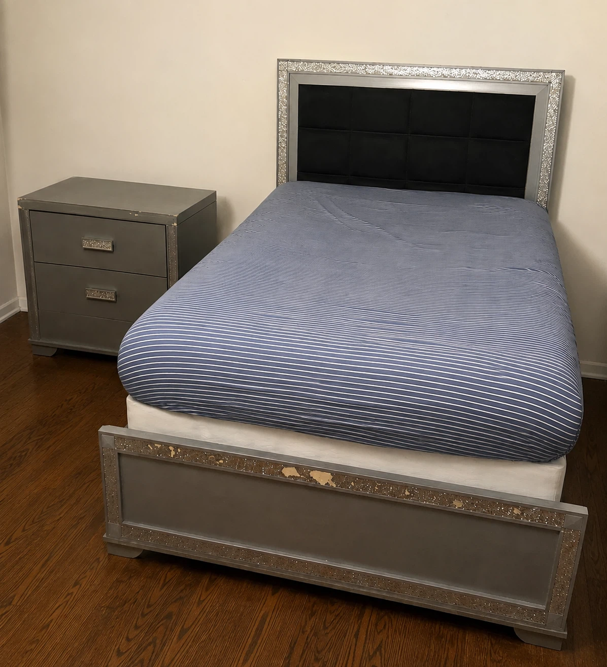 Queen size bed frame and nightstand