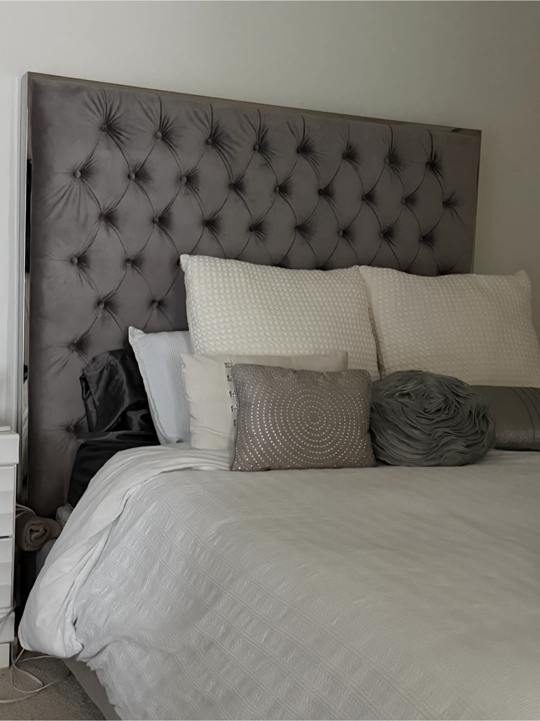 Queen bed headboard and frame