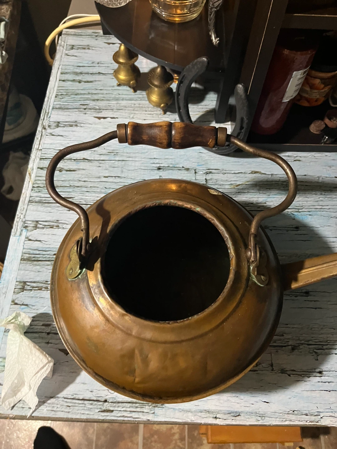 Antique Copper Kettle with Wooden Handle - photo 2