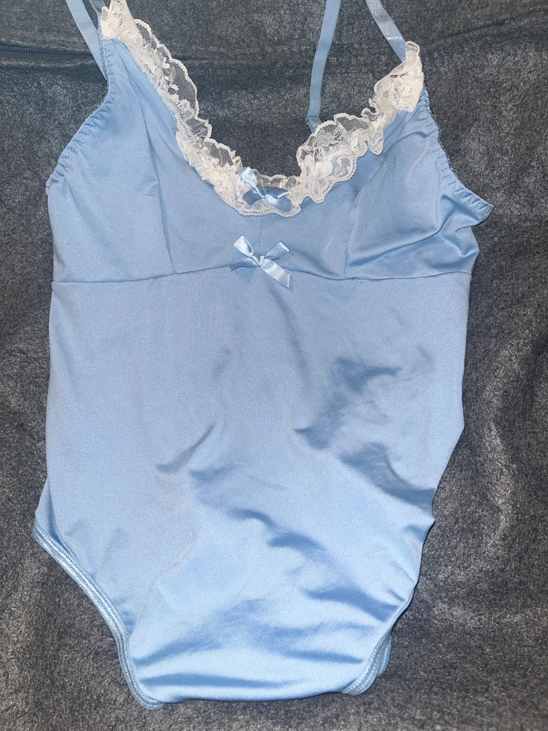 Light Blue Lace Trim Bodysuit
