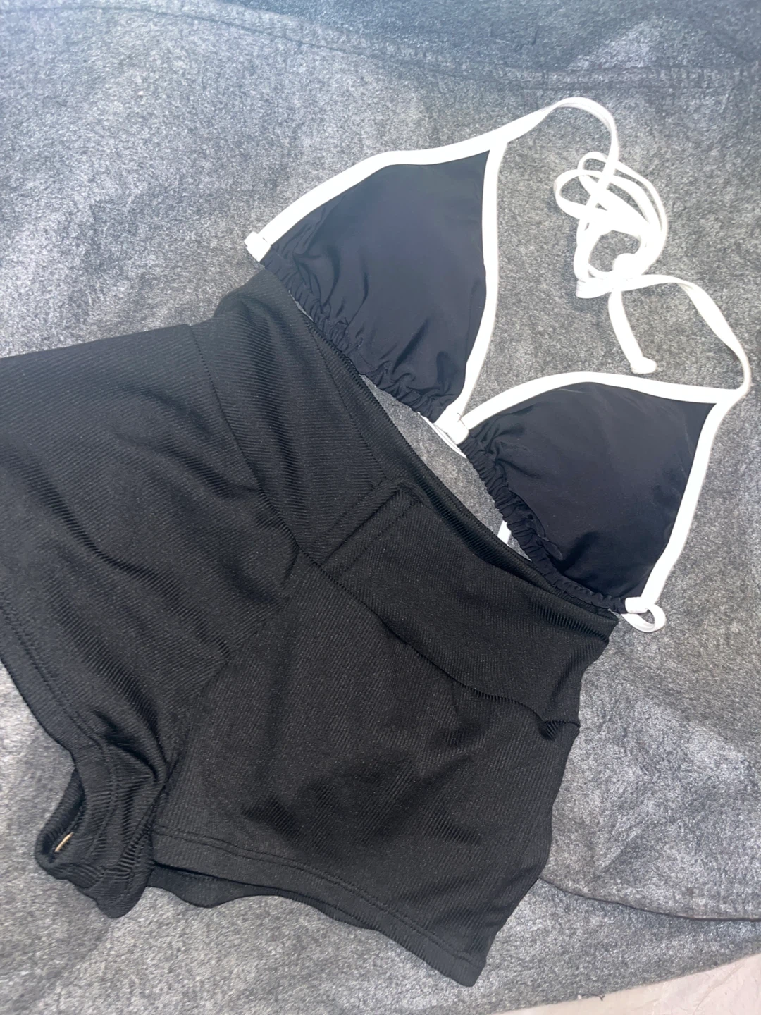 Black Bikini Set with White Trim