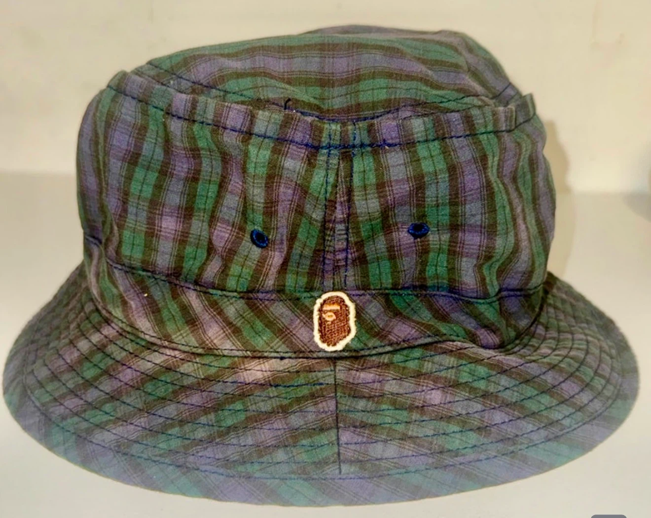Vintage BAPE Plaid Bucket Hat — Made in Japan — Early 2000s