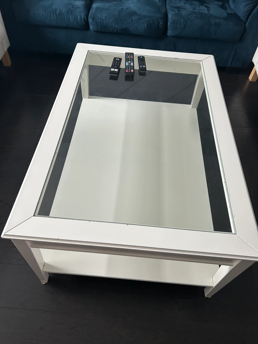 White Coffee Table with Glass Top