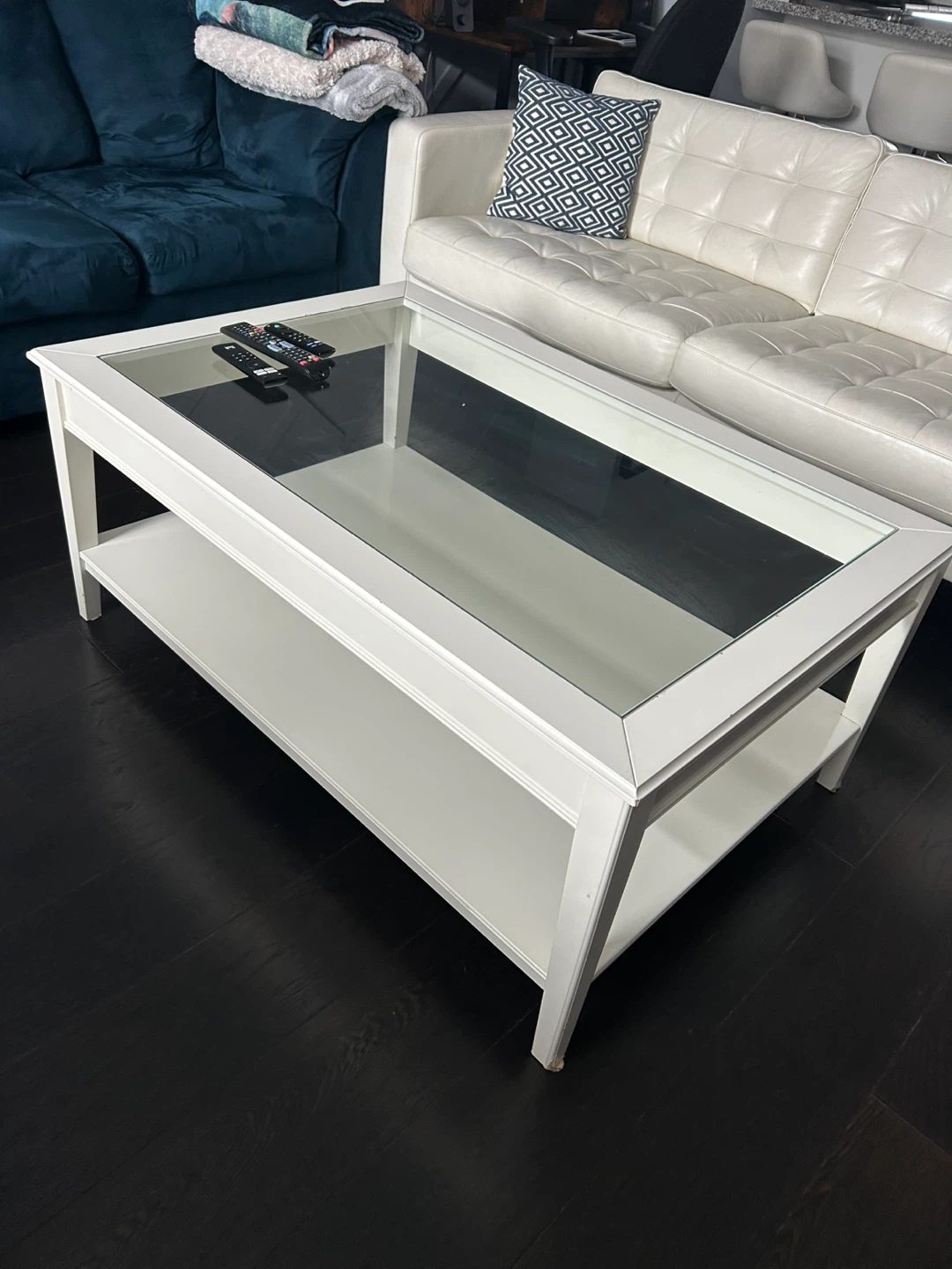 White Coffee Table with Glass Top - photo 2